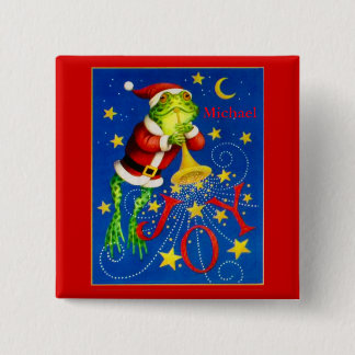Santa frog, Christmas button