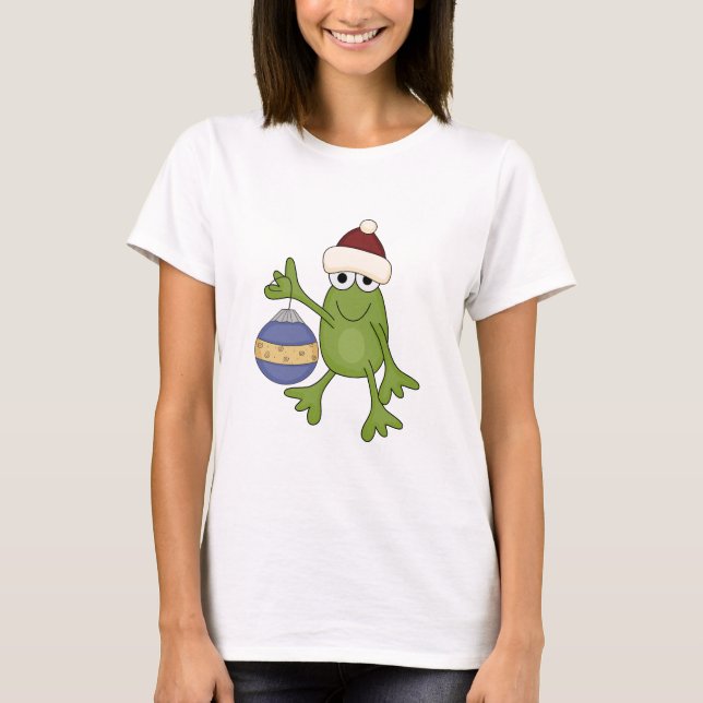 Santa Frog with Ornament Tshirts and Gifts (Front)