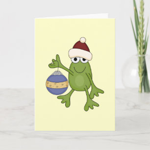 Santa Frog with Ornament Tshirts and Gifts Holiday Card