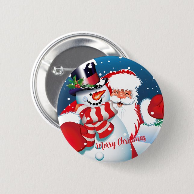 Santa & Frosty 2 Inch Round Button (Front & Back)