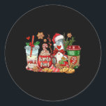 Santa Fuel Coffee Cups Merry Christmas Coffee Drin Classic Round Sticker<br><div class="desc">Santa Fuel Coffee Cups Merry Christmas Coffee Drinking Lover</div>