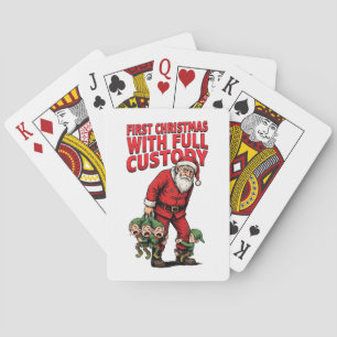 Santa Full Custody Elves Holiday Funny Christmas   Playing Cards