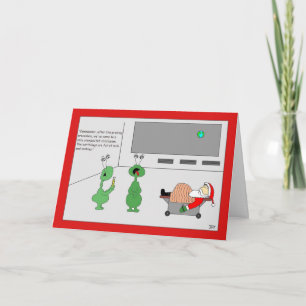 Santa Full of Milk & Cookies Christmas Card