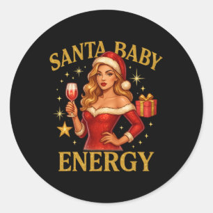 Santa funny christmas classic round sticker