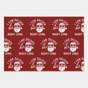 Santa Funny Christmas Party Xmas Guys Joke  Wrapping Paper Sheet