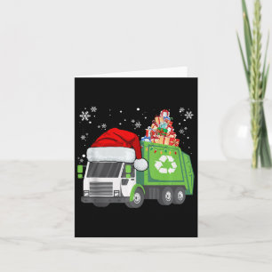 Santa Garbage Truck Carrying Christmas Family Matc Card