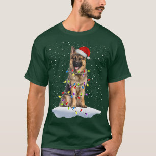 Santa German Shepherd Christmas Lights Dog Mom Xma T-Shirt