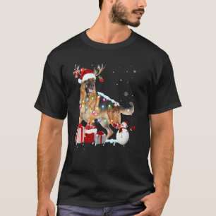 Santa German Shepherd Reindeer Christmas Lights X T-Shirt