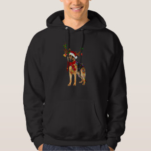 Santa German Shepherd Reindeer Light Christmas Cos Hoodie