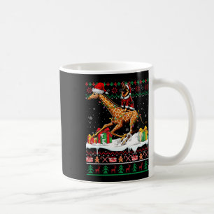 Santa German Shepherd Riding Giraffe Christmas Swe Coffee Mug