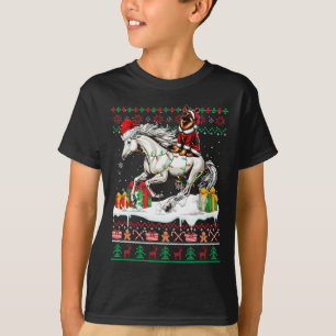 Santa German Shepherd Riding Horse Christmas Sweat T-Shirt