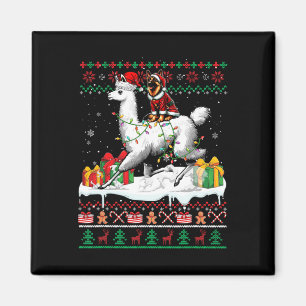 Santa German Shepherd Riding Llama Christmas Sweat Magnet