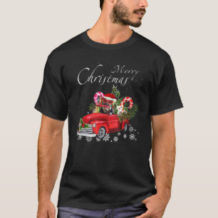 Santa German Shepherd Riding Red Truck Merry Chris T-Shirt