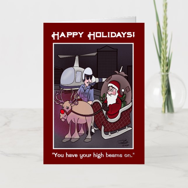 Santa Gets A Ticket Folded Foil Greeting Card (Front)
