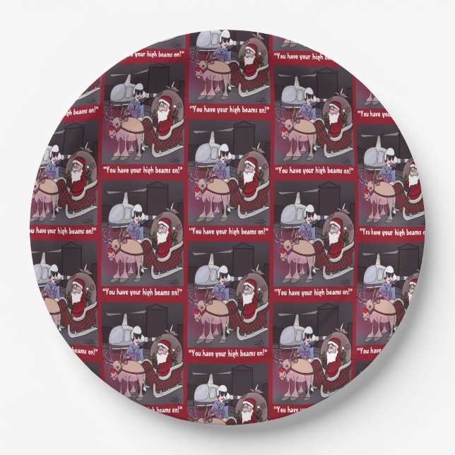 Santa Gets A Ticket Round Plate (Front)