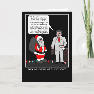 Santa Gets Served (not cookies) Christmas Cartoon Holiday Card