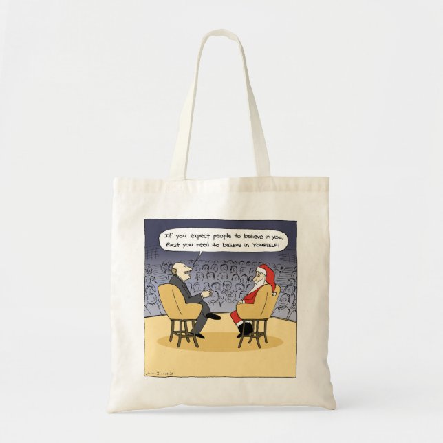 Santa Gets Some Advice | Funny Christmas Cartoon Tote Bag (Front)
