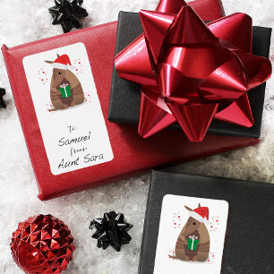 Santa Gift Giving Armadillo Texas Gift Tag Sticker