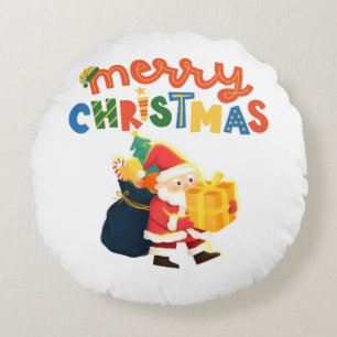 Santa Gift Merry Christmas Throw Pillow