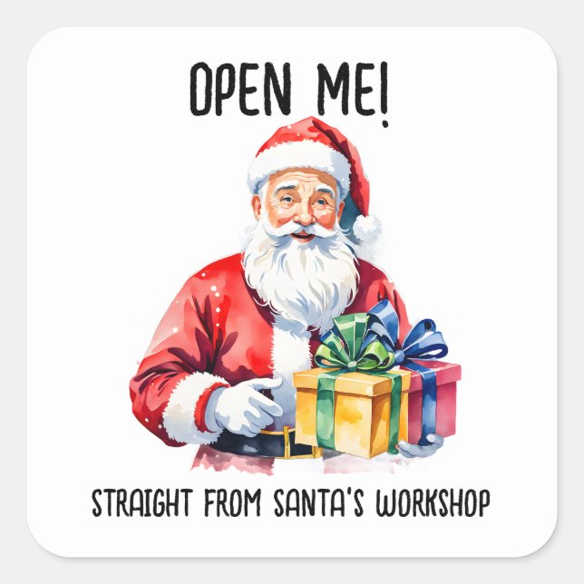 Santa Gift Tag Sticker – ‘Open Me! Straight from  (Front)