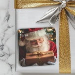Santa Gift To From Children Child Square Sticker<br><div class="desc">This design may be personalized in the area provided by changing the photo and/or text. Or it can be customized by clicking Personalize this Template and then choosing the click to customize further option and delete or change the colour of the background, add text, change the text colour or style,...</div>