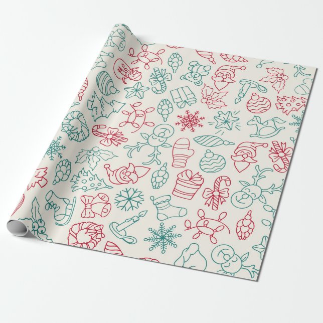 Santa Gifts Christmas Presents Wrapping Paper (Unrolled)