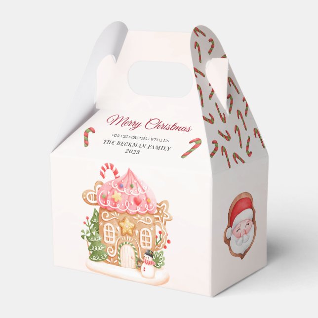 Santa Gingerbread House Christmas Party Favor Box (Front Side)