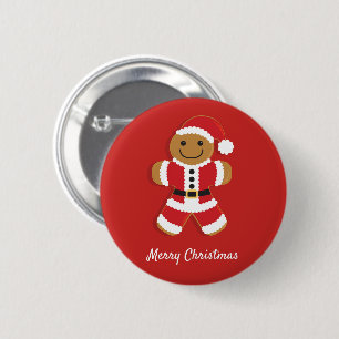 Santa Gingerbread Man   Button