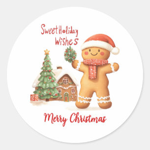 Santa Gingerbread Man Christmas Classic Round Sticker