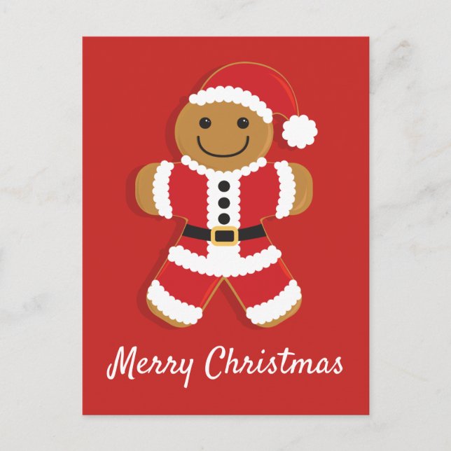 Santa Gingerbread Man Christmas Holiday Postcard (Front)