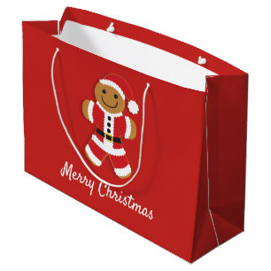Santa Gingerbread Man Large Gift Bag