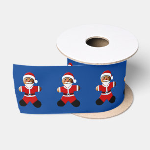 Santa Gingerbread Man Satin Ribbon