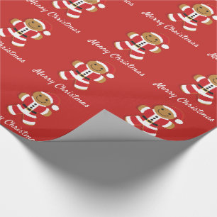 Santa Gingerbread Man   Wrapping Paper