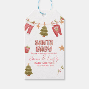 Santa Girl Boy Holiday Baby Shower   Gift Tags