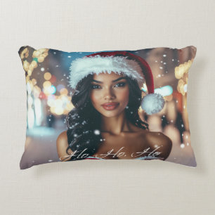 Santa Girl - Ho Ho Ho - Christmas Accent Pillow