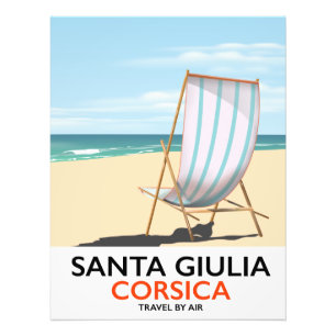 Santa Giulia Corsica "travel by air" beach poster