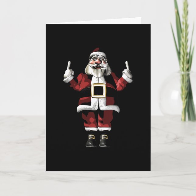 Santa Giving the Finger Holiday Card (Front)
