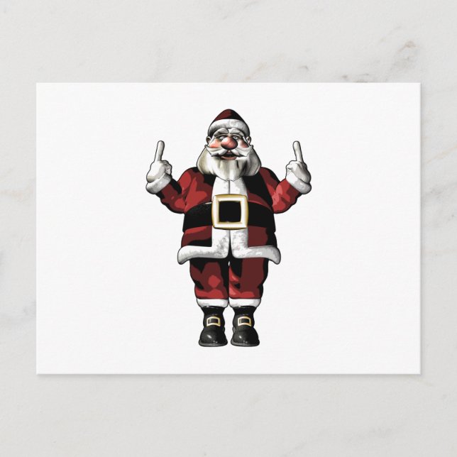 Santa Giving the Finger Holiday Postcard (Front)
