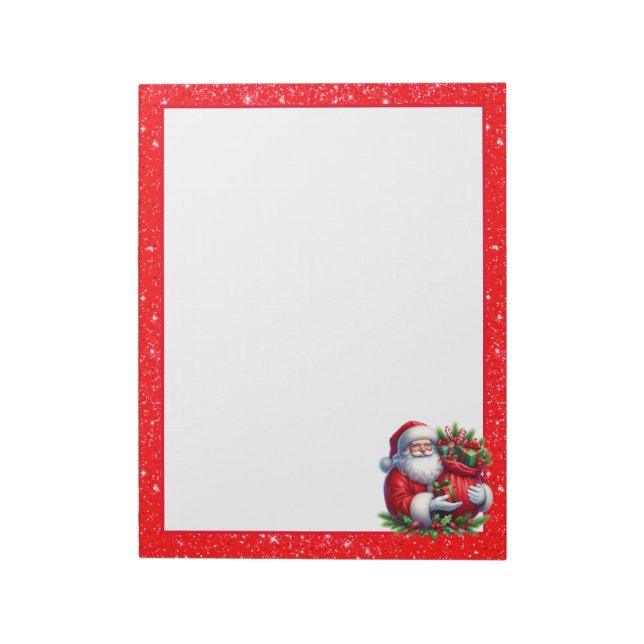 Santa Glitter Christmas Notepad (Rotated)