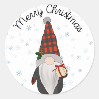 Santa Gnome 1 Classic Round Sticker