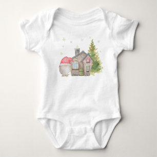 Santa Gnome and his Christmas Home Baby Bodysuit