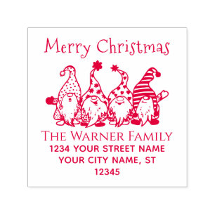 Santa Gnome Elves Christmas #3 Name Return Address Self-inking Stamp