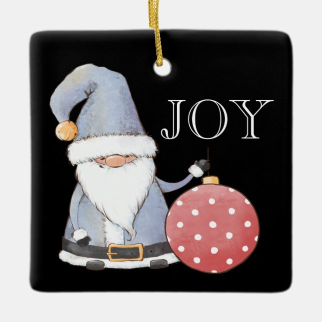 Santa Gnome Red Ornament Editable Christmas   (Front)