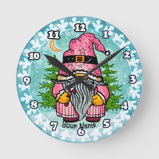 Santa gnome  round clock (Front)