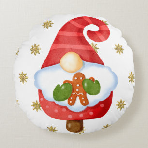 Santa Gnome Round Pillow