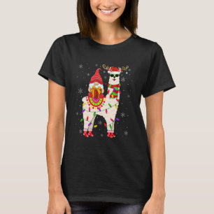 Santa Gnomes Riding Llama Christmas Funny Xmas PJs T-Shirt