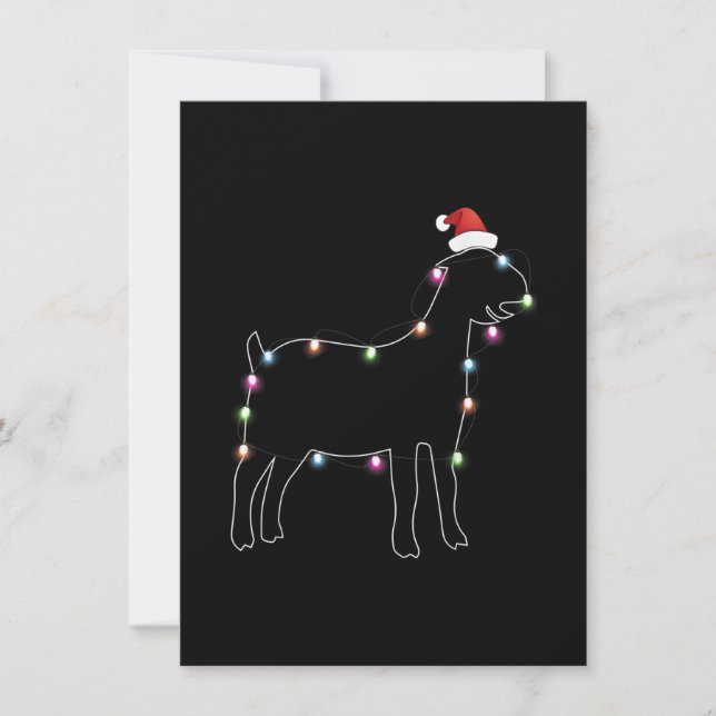 Santa Goat Christmas Colour Led Light Xmas Goat Invitation (Front)