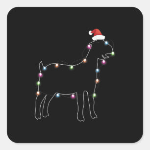 Santa Goat Christmas Colour Led Light Xmas Goat Square Sticker