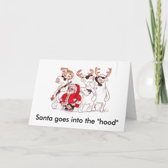 Santa goes into the "hood" holiday card (Front)