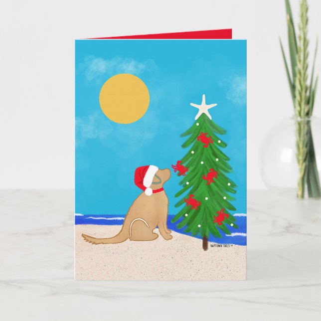 Santa Golden Dog Christmas Wishes 2025 Card (Front)